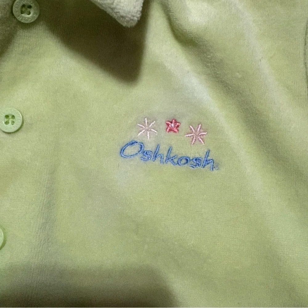 Vintage 90s OshKosh B’Gosh Velour Green Flowers Spring Dress Girls 6X